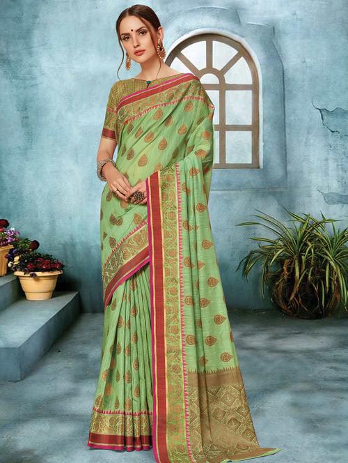 self design woven saree with blouse - 16736464 - Standard Image - 1