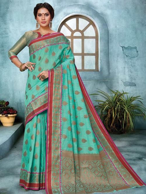 self design woven saree with blouse - 16736465 - Standard Image - 1