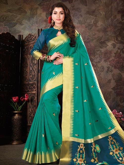 embroidered bordered saree with blouse - 16736476 - Standard Image - 1