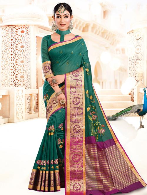 self design embroidered saree with blouse - 16736480 - Standard Image - 1