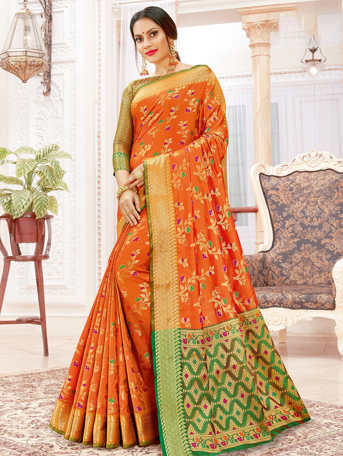 self design bordered saree with blouse - 16736495 - Zoom Image - 1