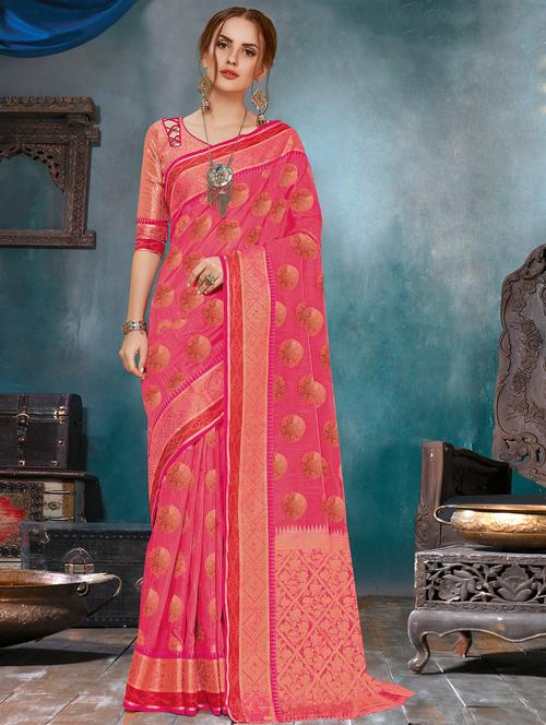 self design woven saree with blouse - 16736553 - Standard Image - 1