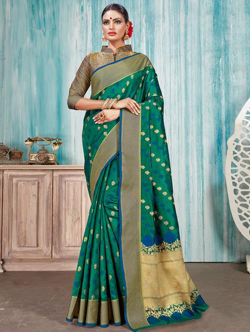 self design woven saree with blouse - 16736555 - Standard Image - 1