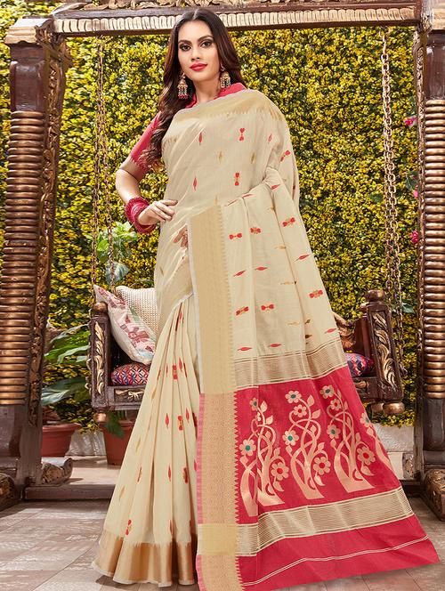 self design woven saree with blouse - 16736570 - Standard Image - 1