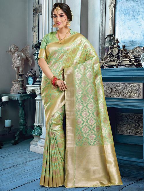 self design woven saree with blouse - 16736581 - Standard Image - 1