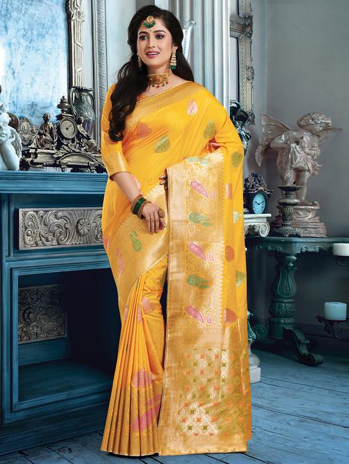 self design woven saree with blouse - 16736584 - Standard Image - 1