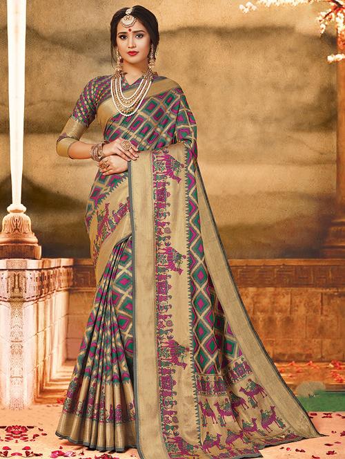 self-design woven saree with blouse - 16736587 - Standard Image - 1