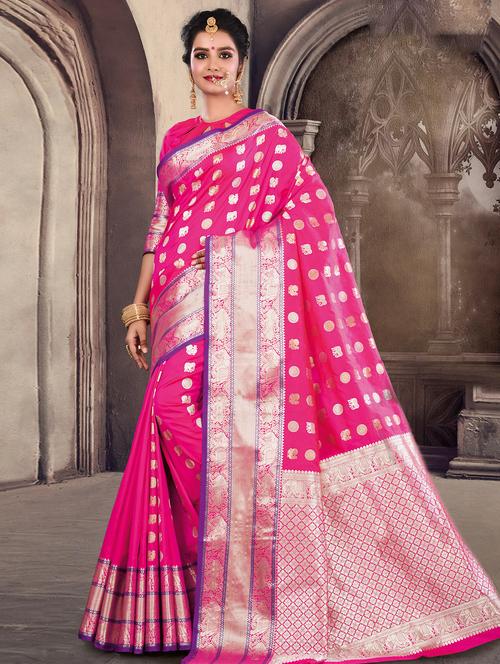 self design woven saree with blouse - 16736603 - Standard Image - 1