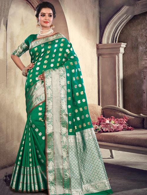 self design woven saree with blouse - 16736606 - Standard Image - 1