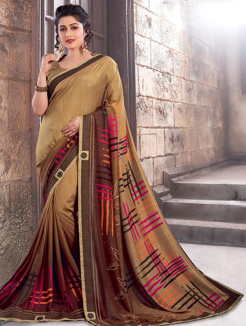 printed woven saree with blouse - 16736619 - Standard Image - 1