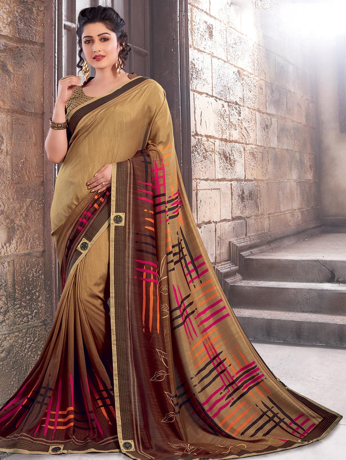 printed woven saree with blouse - 16736619 - Zoom Image - 1