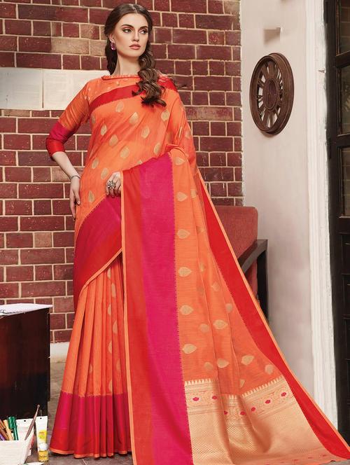 self design woven saree with blouse - 16736628 - Standard Image - 1