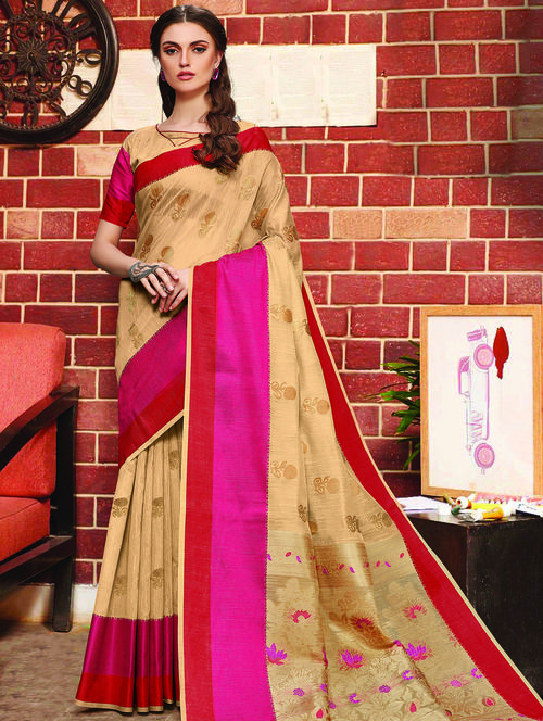 self design woven saree with blouse - 16736631 - Standard Image - 1