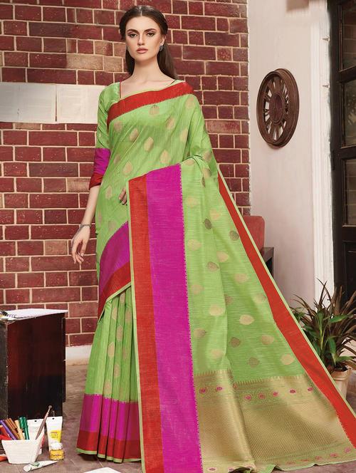 self design woven saree with blouse - 16736632 - Standard Image - 1