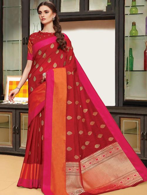 self design woven saree with blouse - 16736633 - Standard Image - 1
