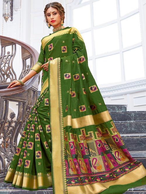 conversational woven saree with blouse - 16736634 - Standard Image - 1