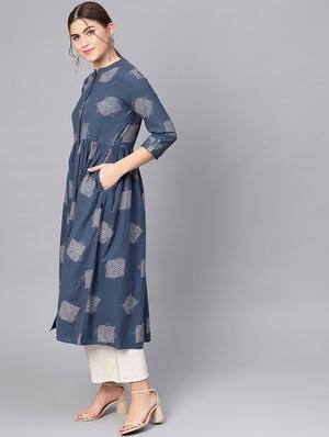 block printed a-line kurta - 16736706 - Standard Image - 2