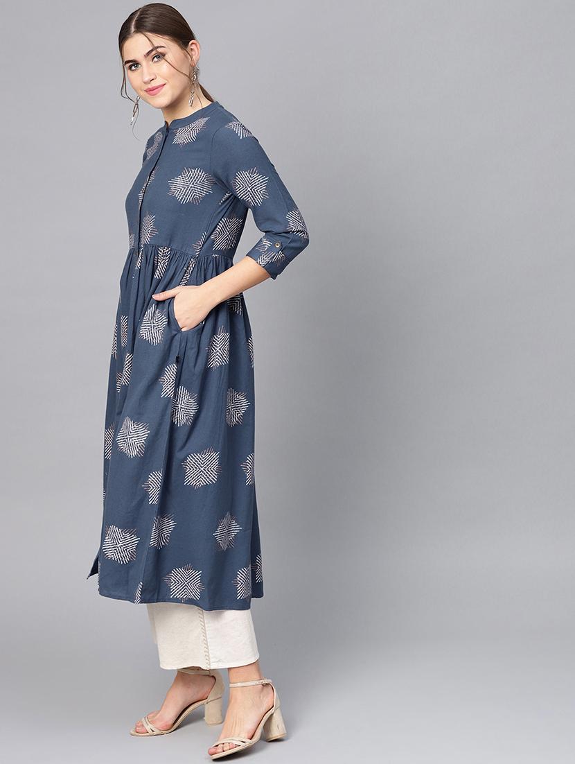 block printed a-line kurta - 16736706 - Zoom Image - 2