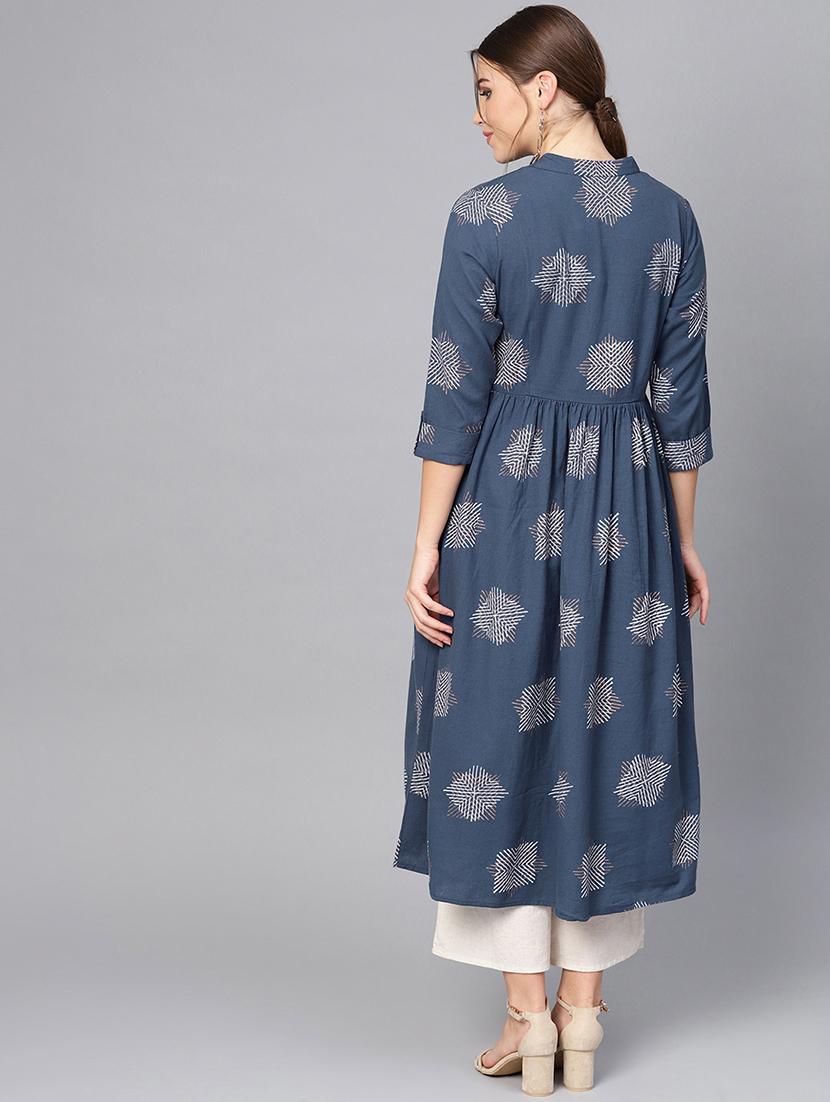 block printed a-line kurta - 16736706 - Zoom Image - 3