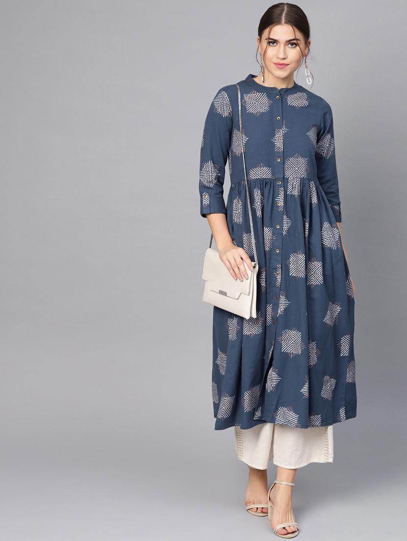 block printed a-line kurta - 16736706 - Zoom Image - 4