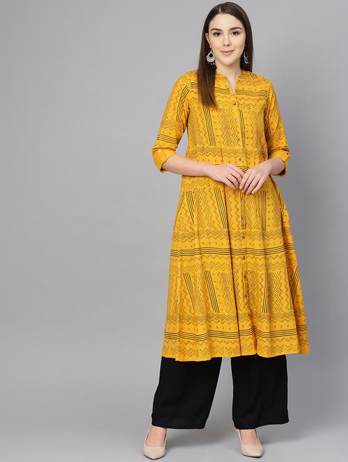 printed a-line kurta - 16736709 - Standard Image - 1