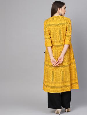 printed a-line kurta - 16736709 - Standard Image - 3