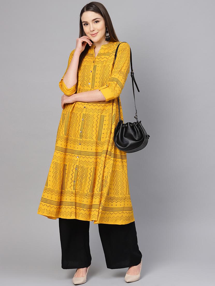 printed a-line kurta - 16736709 - Zoom Image - 4