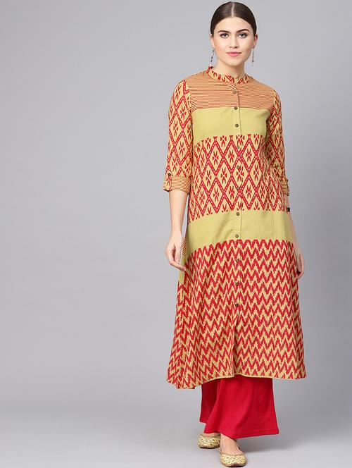 printed a-line kurta - 16736711 - Standard Image - 1
