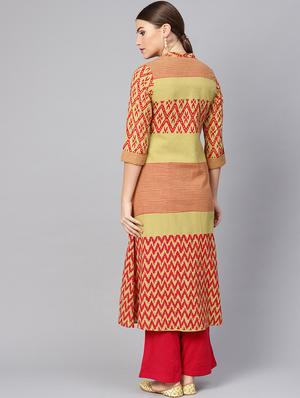printed a-line kurta - 16736711 - Standard Image - 3