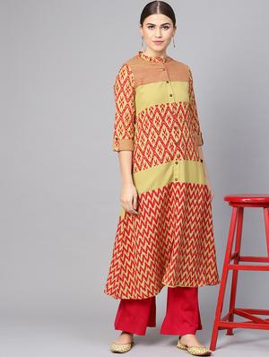 printed a-line kurta - 16736711 - Standard Image - 4