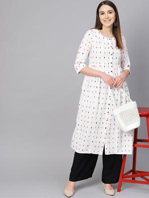 printed a-line kurta - 16736716 - Standard Image - 4