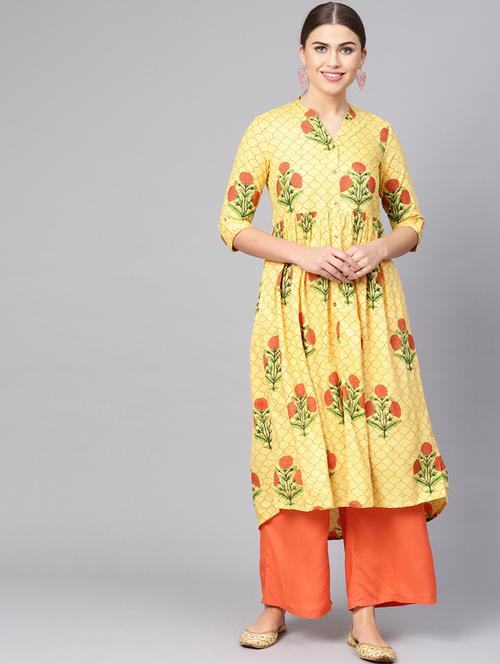 floral printed a-line kurta - 16736717 - Standard Image - 1
