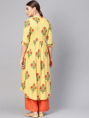 floral printed a-line kurta - 16736717 - Standard Image - 3