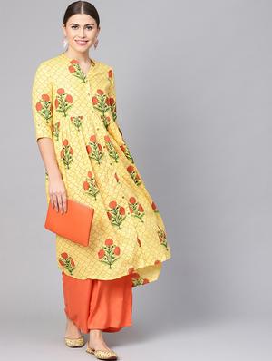 floral printed a-line kurta - 16736717 - Standard Image - 4