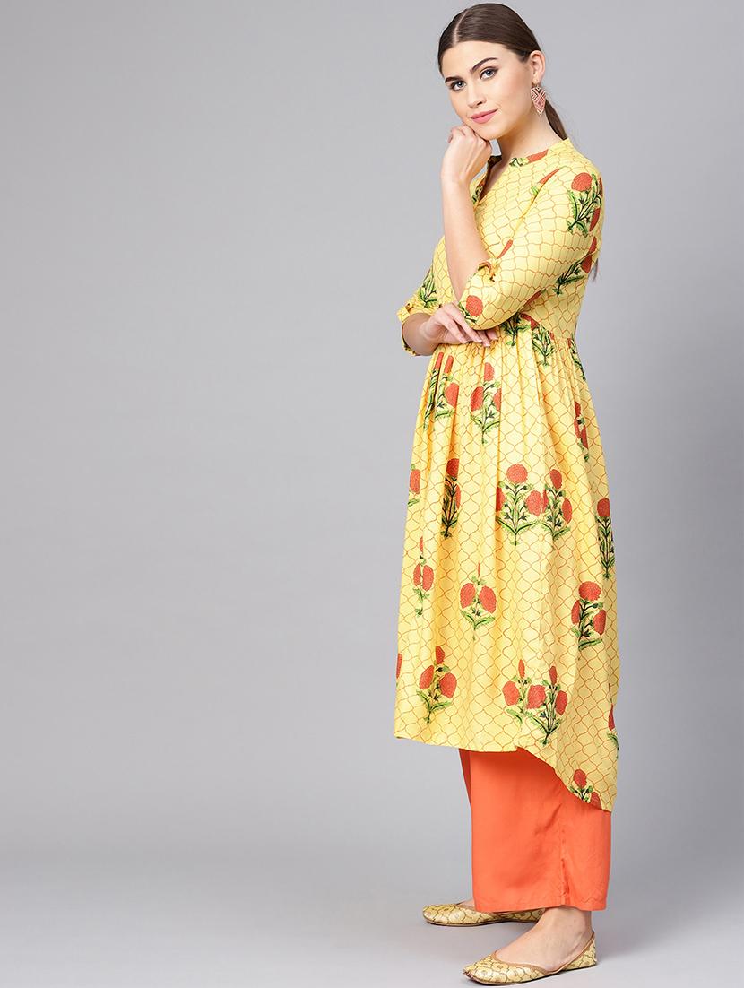 floral printed a-line kurta - 16736717 - Zoom Image - 2