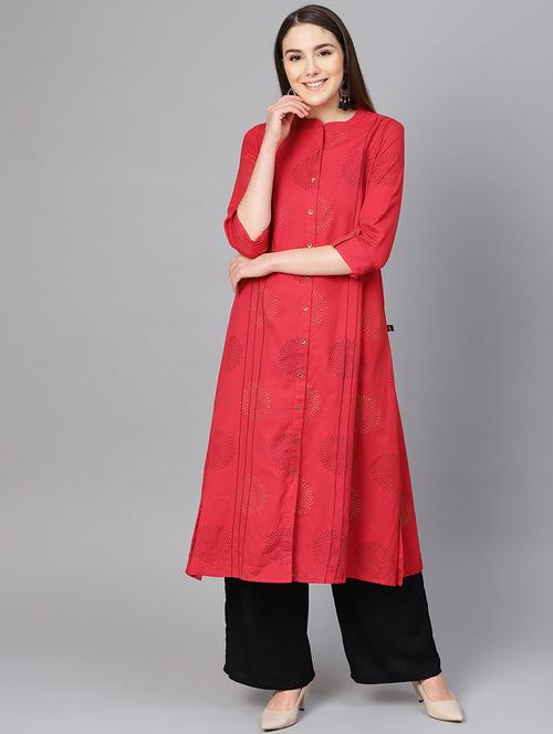 block printed a-line kurta - 16736718 - Standard Image - 1