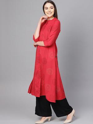 block printed a-line kurta - 16736718 - Standard Image - 2