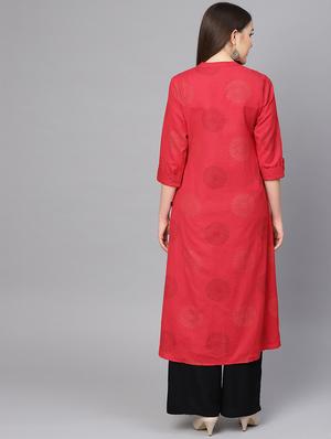 block printed a-line kurta - 16736718 - Standard Image - 3