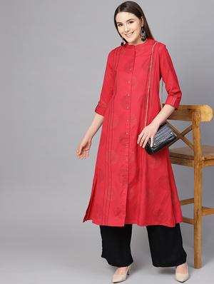block printed a-line kurta - 16736718 - Standard Image - 4