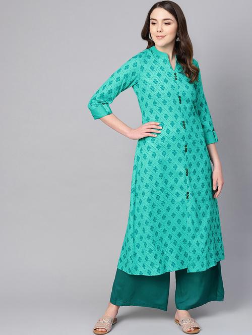 geometric printed a-line kurta - 16736720 - Standard Image - 1
