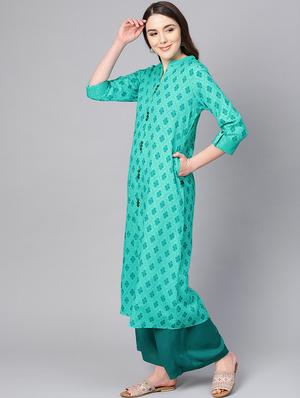 geometric printed a-line kurta - 16736720 - Standard Image - 2