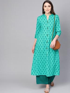 geometric printed a-line kurta - 16736720 - Standard Image - 4