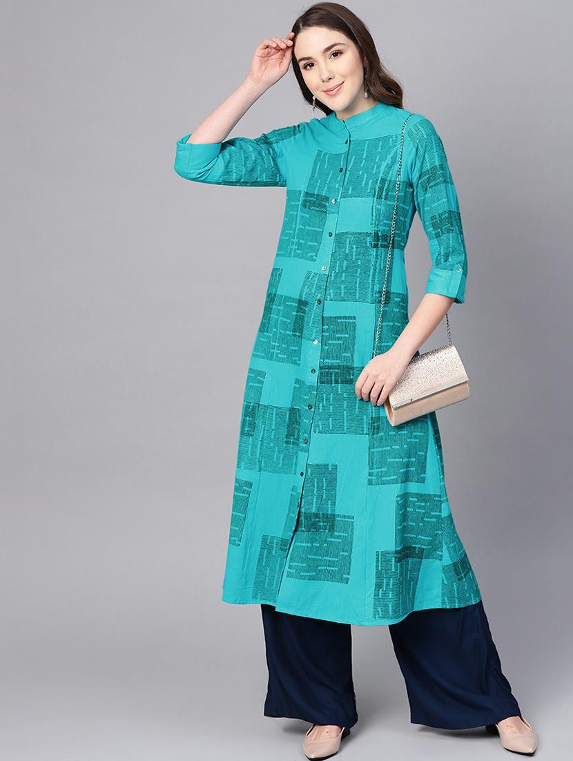 geometric printed a-line kurta - 16736721 - Zoom Image - 4