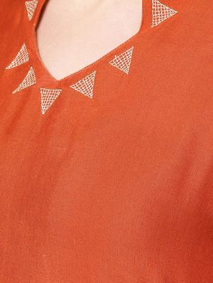 embroidered a-line kurta - 16736722 - Standard Image - 5