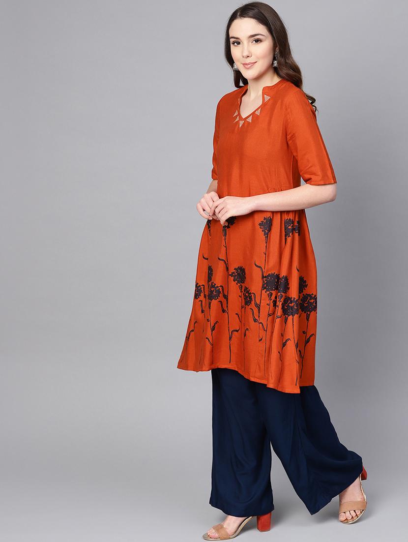 embroidered a-line kurta - 16736722 - Zoom Image - 3