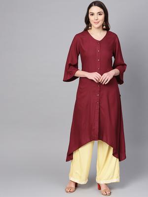 solid high-low kurta - 16736733 - Standard Image - 2