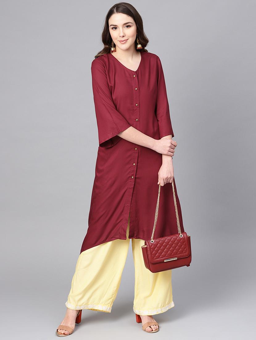 solid high-low kurta - 16736733 - Zoom Image - 1