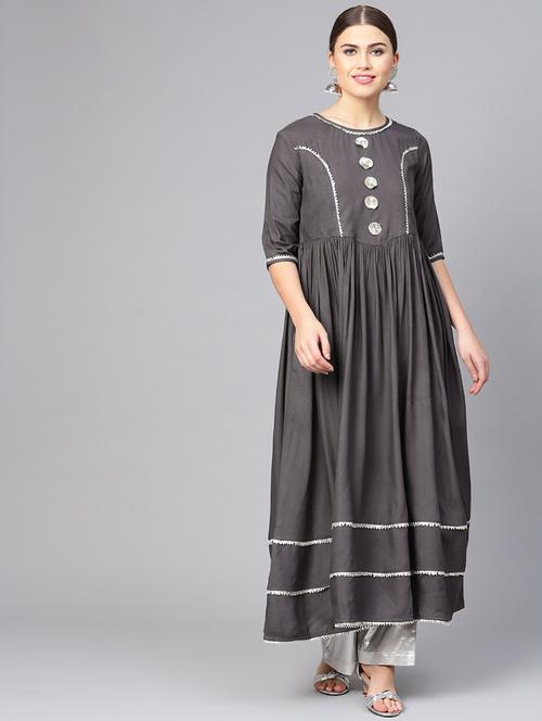 gota work a-line kurta - 16736741 - Standard Image - 1