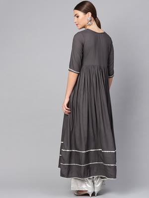 gota work a-line kurta - 16736741 - Standard Image - 3