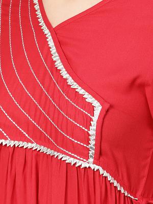 gota work solid a-line kurta - 16736743 - Standard Image - 4